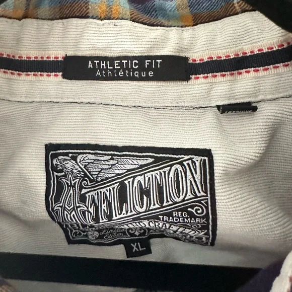 Affliction Men's Casual Plaid Shirt - Blue and Purple - Picture 2 of 5